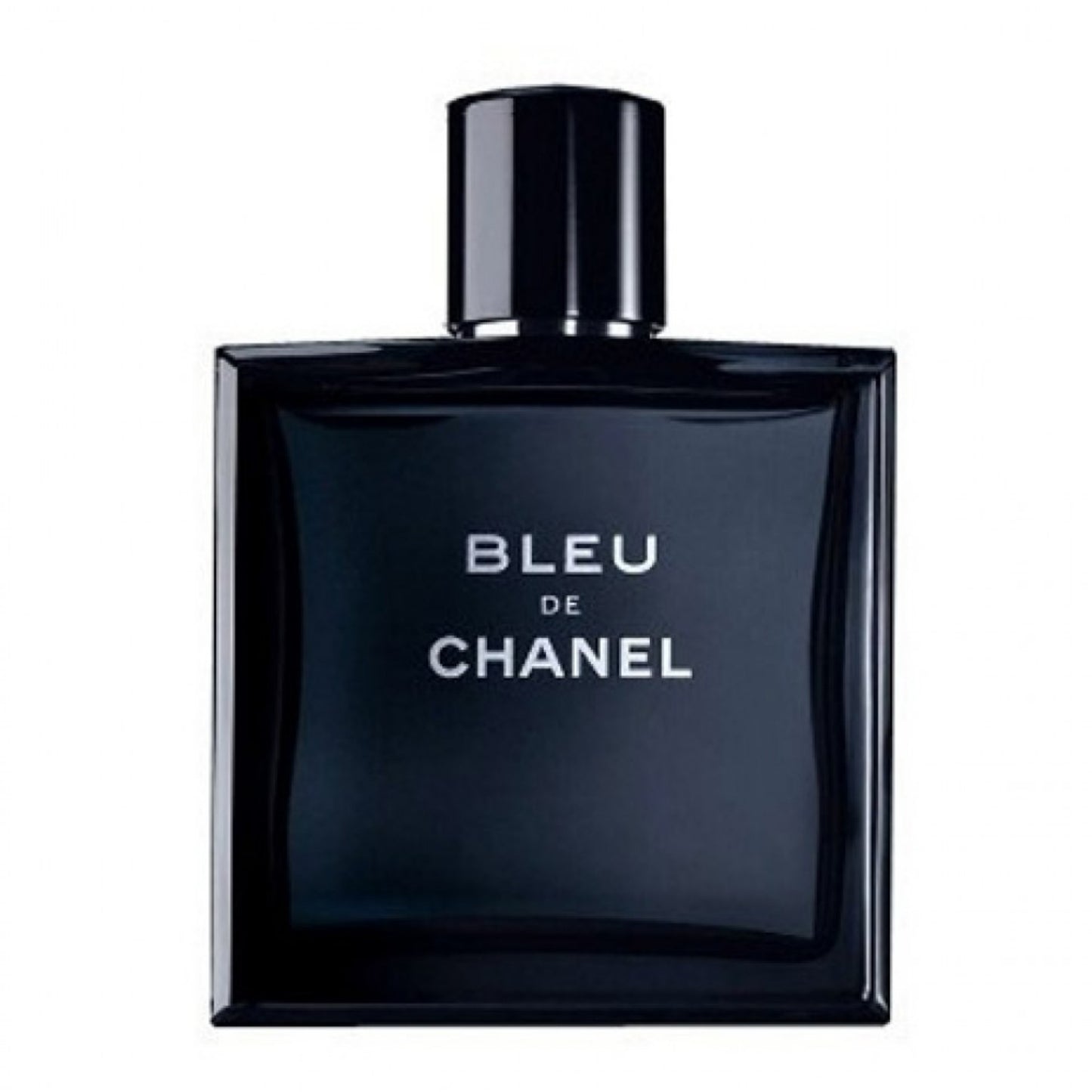 A black bottle of Bleu De Chanel perfume with white text indicating the brand and name on the front.
The Style Hub